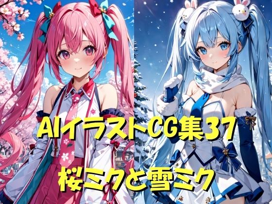 AIイラストCG集37  桜ミクと雪ミク｜ドンガラAI美少女イラスト支部