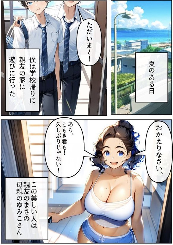 巨乳ママの誘惑SEX！ 〜親友のお母さんとイチャイチャ＆脱童貞〜｜黒糖サムライ ラビットフット エロ画像 002